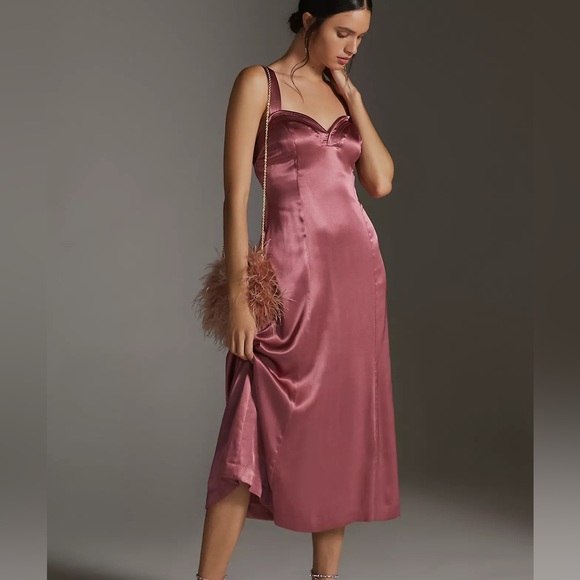 Anthropologie Satin Cross-Back Midi Dress - Picture 9 of 16